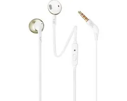 Ecouteurs JBL T205 avec contrôle par boutons, microphone, kit mains libres Champagne Gold
