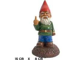Middelvinger Kabouter - 15 x 8 CM - Tuinkabouter - Grappig - Kado - Tuin - Decoratie - Beeld