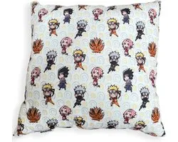 Naruto & Sasuke & Sakura Pluche Kussen Wit 38 x 38 cm - Anime Sierkussen - One Piece, Hunter x Hunter, Attack on Titan, Dragon Ball Z, My Hero Academia - Speel en knuffel met de leukste kinderkamer kussens