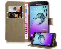 Cadorabo Hoesje geschikt voor Samsung Galaxy A3 2016 in CAPPUCCINO BRUIN - Beschermhoes met magnetische sluiting, standfunctie en kaartvakje Book Case Cover Etui