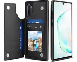 ShieldCase portemonnee hoesje geschikt voor Samsung Galaxy Note 10 Plus wallet case (zwart) - geschikt voor Samsung Galaxy Note 10 Plus portemonnee hoesje - Ruimte voor 2 pasjes