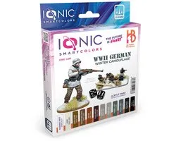 AMMO MIG Hobbyverf Acrylverf - MIG IO1208 Ionic Smart Colors - Ensemble de couleurs camouflage d'hiver allemand WWII - Ensemble acrylique 12x20ml Ensemble de peinture - 12x 20 ml