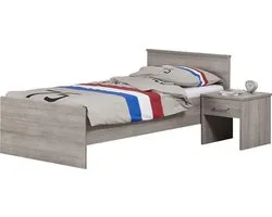BEUK Bedframe 90X210 cm - Donker Grijs Hout - Bavel