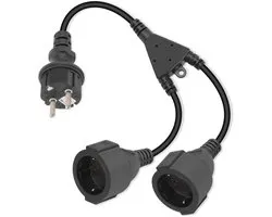 Dubbel stopcontact verlengkabel voor buiten, geaard contact, IP20, 16A 250V