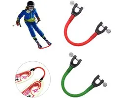2 stuks - Ski-connector - Kinderskikopconnector - Draagbare ski-connector - Roestvrijstalen ski-trainingshulpmiddel - Verstelbaar - Flexibel - Skiclip - Snowboardaccessoires - Voor kinderen, beginners en skiliefhebbers - 22*4 cm - Rood/Groen