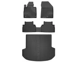 Ensemble de protection intérieure Premium : Tapis en caoutchouc No.77 + Tapis de coffre DryZone - Compatible avec Hyundai Santa Fe IV à partir de 2018 - 5 places - TPE - Noir - FROGUM