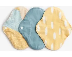 ImseVimse wasbare inlegkruisjes - 3 stuks - zero waste - biologisch katoen - Blue Sprinkle - Geel denim mix