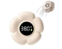 Thermomètre de bain pour bébé - Mesureur de température de l'eau avec écran LED - Thermomètre de bain de luxe pour bébé et enfant - Design floral 3D - Étanche IP67 - 0°C à 80°C - Blanc