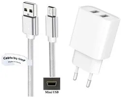 OneOne 2.4A lader met 2 poorten + 0,25m sterke Mini USB kabel. Oplader adapter past op Texas Instruments grafische rekenmachine TI-83, TI-83 Plus, TI-84 +, TI-84 + C, TI-84 + CE, TI-84 + SE, TI-84x, TI-86, TI-89, TI-89 Titanium, TI-Nspire / CAS / CX