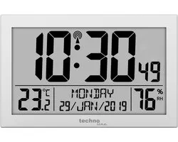 Technoline WS8016 - Wandklok - Digitaal - Radiogestuurde tijdsaanduiding - Dag- en Datumaanduiding - Thermometer - Hygrometer - Grote cijfers - Dementie klok