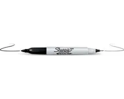 Marqueur permanent Sharpie Black Twin Tip - Marqueur permanent noir avec 2 largeurs d'écriture