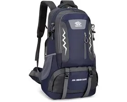 CarryQuest® - 60L Wandelrugzak - Waterbestendige Nylon Backpack met Reflecterend Paneel, Rugventilatie, Ruime Opbergruimte & Lichtgewicht Ontwerp - Sport, Reizen & Camping - Donkerblauw