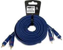 RCA Kabel - Tulp Kabel - Verguld - 2x Tulp - Dubbel Afgeschermd Audio Kabel - 5 meter- inclusief remote kabel - Blauw (CL195)