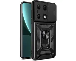 Coque Xiaomi Redmi Note 13 Pro 4G - MobyDefend Armor Case avec Ring rotatif - Zwart - Étui de téléphone portable - Étui de téléphone adapté pour Xiaomi Redmi Note 13 Pro 4G