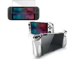 Hoesje + Screenprotector geschikt voor Nintendo Switch 2 Hoesje Screenprotector - Tempered Glass - Extreme Shock Case Transparant