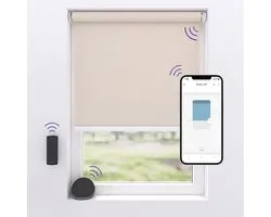 Motionblinds Store Rouleau Électrique Occultant - 90 x 190 cm - Commande par application - Store Rouleau Intelligent - Store Rouleau Automatique - Matériel de Montage inclus - Beige - 1 Pièce
