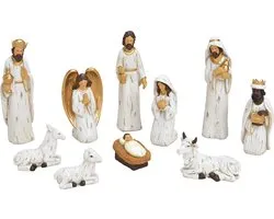 Crèche Noël antique ensemble 10 pièces