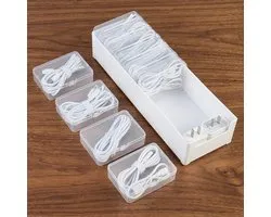 aceyoon Kabelopbergdoos, PP-materiaal, 10 compartimenten voor witte snoerorganizer, clamshell-ontwerp, kabel, opgeruimde doos voor kantoor, thuis, draad en oplader, modulaire opbergdozen