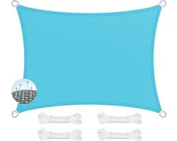 Sunblock Shade Cloth 360 x 380cm, Water Repellent, Windproof, Dustproof, Sun Protection, 98% UV Block, Shade Nets Shade Net, For Garden, Balcony, Camping, Sky Blue