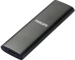 Philips Portable External SSD 250 GB - Ultra Thin, SATA Ultra Speed USB-C - USB, Lecture jusqu'à 540 Mo/s, Écriture jusqu'à 520 Mo/s