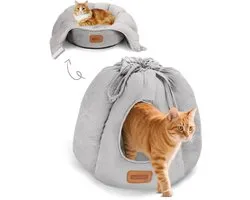Panier pour chat Nobleza - Niche pour chat - Igloo pour chat - Tente pour chat - Lit 2 en 1 pour chat - 40 x 40 x 40 cm - Grijs