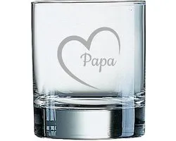 Gegraveerde Whiskeyglas 20cl Papa met hartje