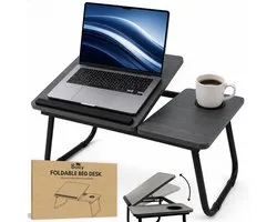Boncy® Table de lit de luxe - Table pour ordinateur portable réglable avec porte-gobelet - Table de genoux - Petite table de canapé pliable - Table de petit-déjeuner pour lit - Table de petit-déjeuner réglable