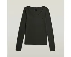 G-Star - Slim rib open neck t l\s wmn - Dames - Tops