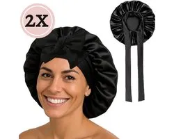 Beyeza Luxe Bonnet Satijn Verstelbaar - 2 Stuks - Satijnen Slaapmuts - Haarnetjes - Haarverzorging - Elastisch - Krullend Haar Producten