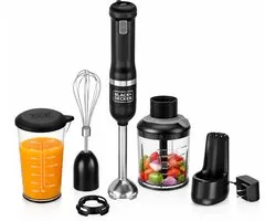 BLACK + DECKER Black&Decker ensemble de mixeur à bâton Kitchen Wand™ 7,2V sans fil 3 pièces avec ensemble d'accessoires 2 pièces, noir - BCKM1013KB-QW