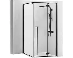Rea Fargo Black 90X120 U - 195 cm - Douchecabine - Rechthoek - Zwart