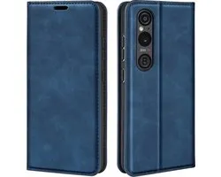 Coque Sony Xperia 1 VI - Bookcase portefeuille de Luxe (fermeture magnétique) - Blauw - Étui de protection pour téléphone portable - Étui de téléphone adapté pour Sony Xperia 1 VI