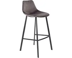 Bar Stool, Modern Breakfast/Manure Stool, Metal Bar Stool with Footstool, Grey Flannel Fabric Home Kitchen Bar Table - ShopVlot