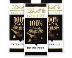Lindt EXCELLENCE Chocoladereep Puur - Donker 100% cacao 50g - 3-pack