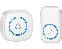 Sonnette sans fil - Sans fil - Sonnette de porte - Sonnettes - Wireless doorbell - Met ontvanger - Appareil d'appel d'urgence pour personnes âgées - blanc