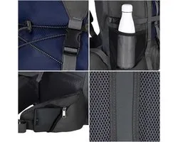 Springos Backpack - Rugzak - Multifunctioneel - Kamperen - Reizen - Regenhoes - 90 Liter - Grijs/Blauw