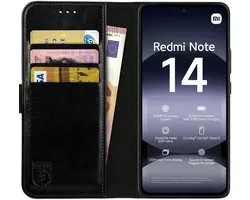 Element Rosso adapté au Xiaomi Redmi Note 14 4G | Étui portefeuille | Étui portefeuille | 3 passes | Fermeture magnétique | Fonction de support | Noir