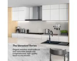 Klarstein Inductiekookplaat Verosteel 90 cm inbouw, 5 zones, 12200 W boost, touchbediening, timer, kinderslot, warmte-indicator, zwart glas en aluminium - Kookveld - 12.200W - voor Keuken - Restwarmte-Indicator - RVS - Induction Hob