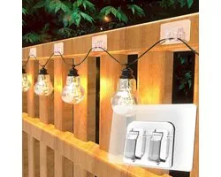 50 Pieces Large Outdoor Cable Clips - Weatherproof Hanging Hooks Without Drilling - Damage Free Hanging System for Christmas Lights, Pin Cable & String Lights - Ideal for Garden, Patio & Balcony