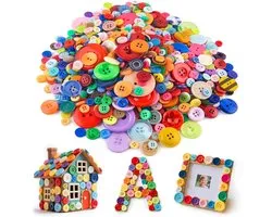 VGOODALL Colourful buttons, 1000 pieces, 500 g, top DIY material, ideal for clothing decoration, craft projects and - ShopVlot