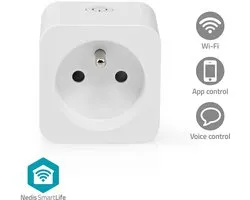Nedis SmartLife Slimme Stekker - Wi-Fi - IP21 - Energiemeter - 3680 W - France / Type-E (CEE 7/6) - 0 - 55 °C - Android / IOS - Wit - 1 Stuks