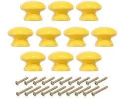 1-3/8 Inch Knobs - 10 Pcs Round Drawer Dresser Knobs - Houten handgrepen voor keuken kastdeur, geel
