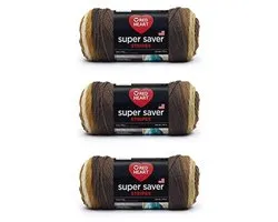 Red Heart Super Saver garen, 3-pack, Latte Stripe