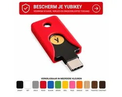 Housse de protection YubiKey 5C NFC - Étui pour clé de sécurité USB-C - Housse Yubico Key - Protection porte-clés anti-rayures - Support compact pour clé de sécurité NFC - Accessoire de protection des données professionnelles et personnelles - Rouge