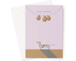 Hound & Herringbone - Getijgerde Teckel Grote Verjaardagskaart - Silver Dapple Dachshund Large Birthday Card