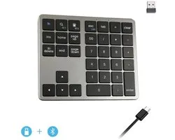 Numpad Draadloos - Numeriek Toetsenbord met Bluetooth - Oplaadbaar Draadloos - USB Toetsenbord - Keypad - 35-toetsen Extern Numeriek Toetsenbord - Plug and play - Dual Mode Numeriek Toetsenbord -Geschikt voor MacBook, iPad, Mobiele Telefoon, Computer