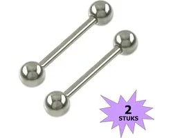 Fako Bijoux® - Tongpiercing - Classic - Zilverkleurig - 2 Stuks
