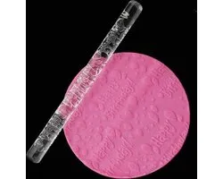 Fondant roller - Marsepein roller voor taart / icing / cake / cupcake decoratie - Vorm roller - Deegroller - Fondantroller - Uitstekers - Uitsteekvorm - 1 stuk Happy Birthday