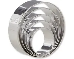 Uitsteekringen RVS - set van 5 maten - 4-8 cm - uitsteekvormen cirkel - vaatwasmachine bestendig - uitsteek ringen - rond - koekjes - fondant - chocola - uitstekers - knutselen - klei