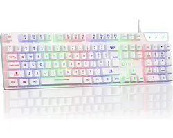 DINTO® Gaming Keyboard - Clavier de Gaming - LED RGB - QWERTY - Wit